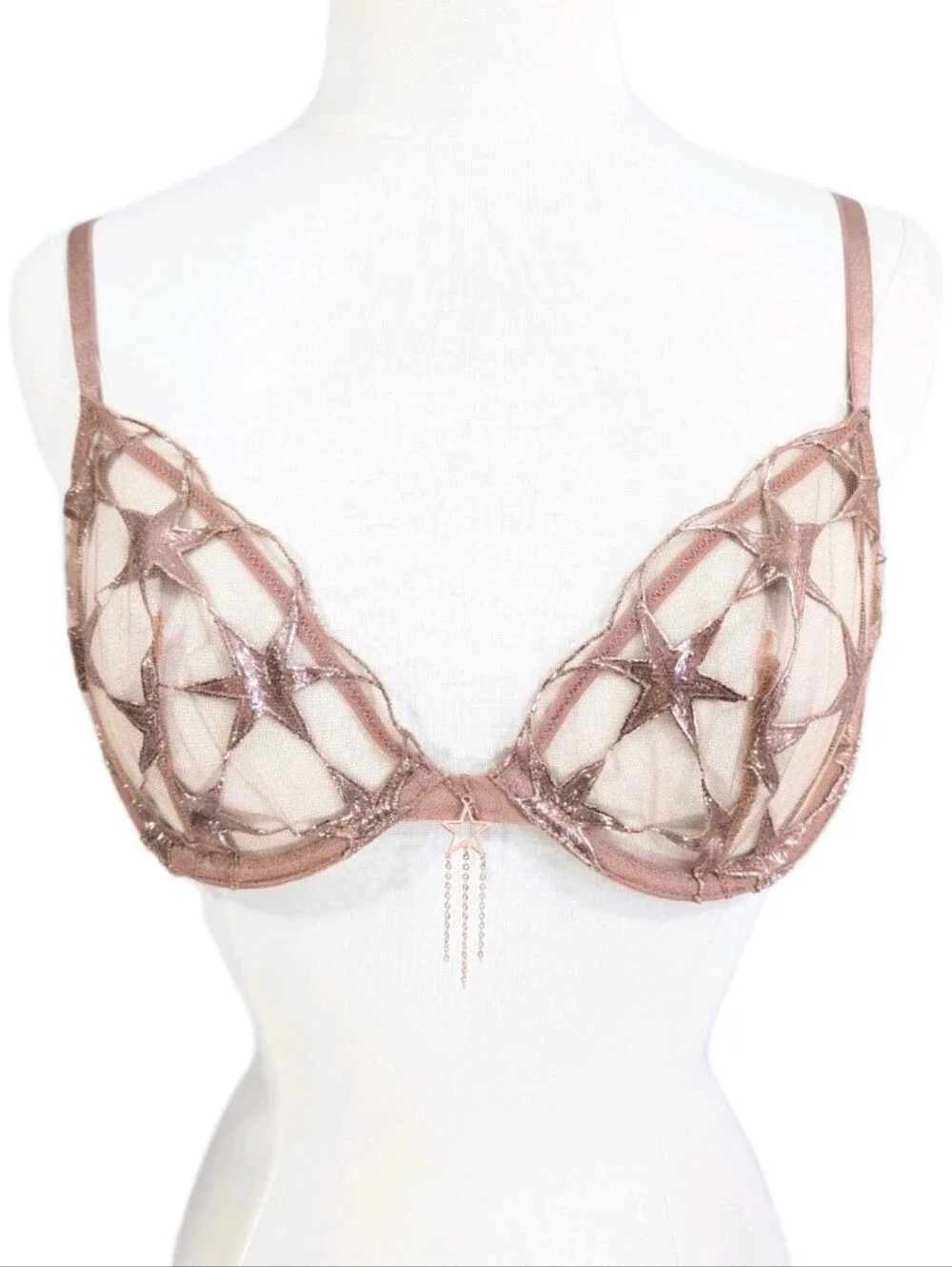 Victoria's Secret Very Sexy Sheer Bra 34D Women Stardust New VS Underwire